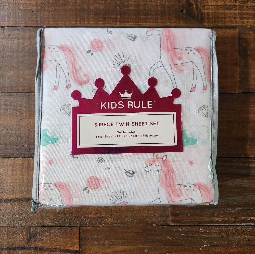 3 Piece Twin Unicorn Sheet Set